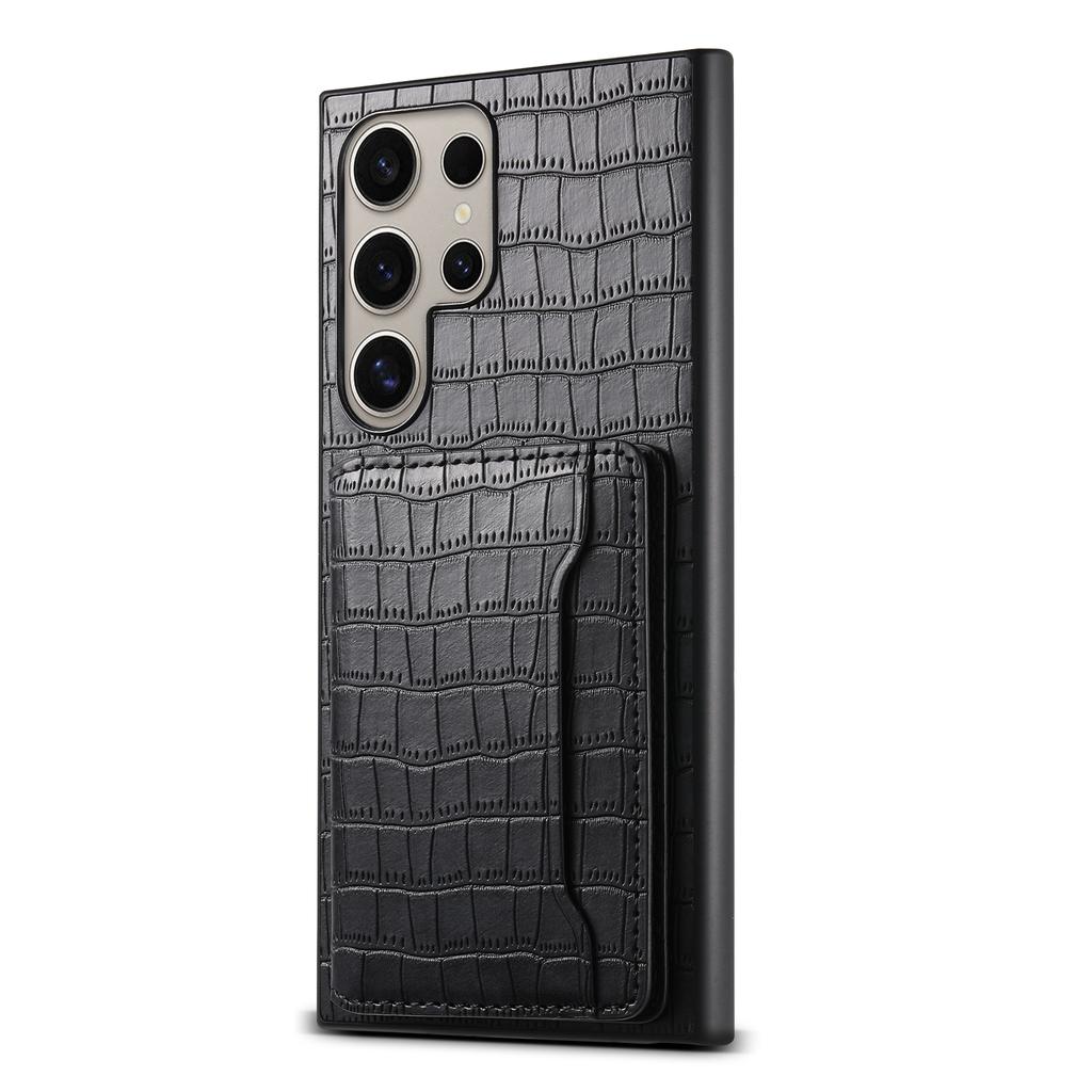 For Samsung Galaxy S24 Ultra Case Crocodile Texture Card Slot Kictsand Phone Cover