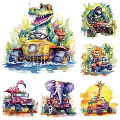 Thermische Patches für Wärmeübertragung, Motiv: Happy Animals, zum Selbermachen von Hoodies, Kleidung, Aufkleber, Parches, Kleidung, Rucksäcke, Thermotransfer, Giraffe, Schimpanse