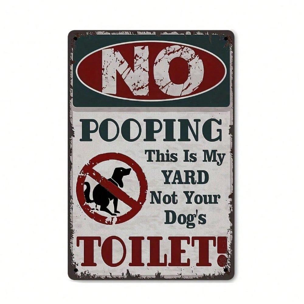 1pc No Pooping Vintage Rustic Metal Sign Funny Warning Plaque Yard Garden Farmhouse Cafe Bar Decor 8x12 Inch