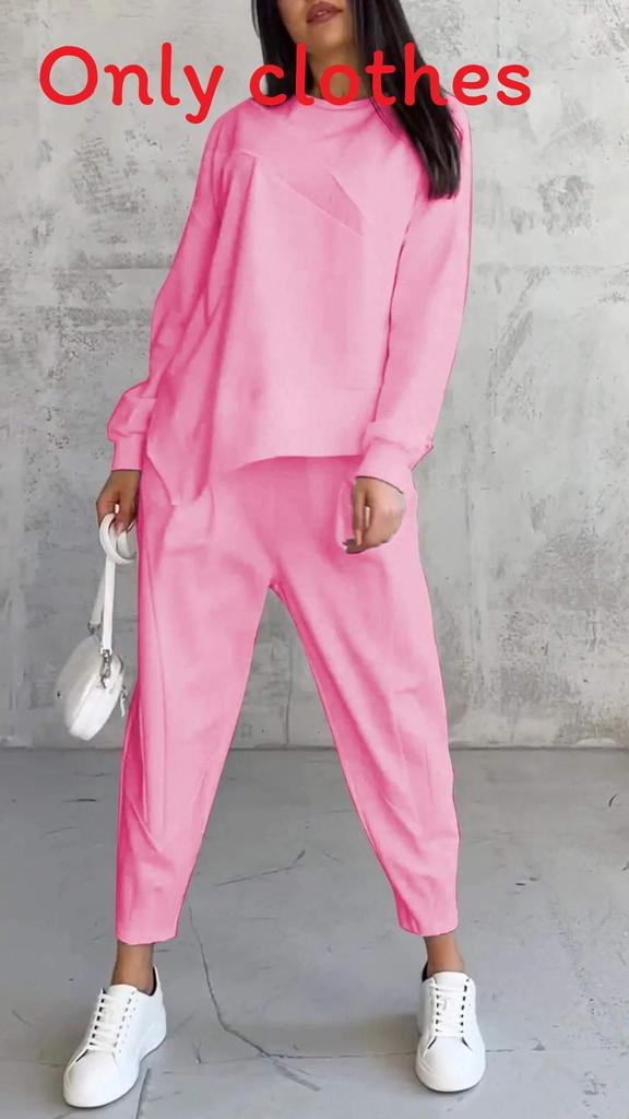 Fall Winter Womens Casual Sweatsuit With Pockets And Spliced Design For Streetwear Style