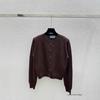 Early Autumn Hollow Grid Round Neck Long Sleeve Knitted Cardigan