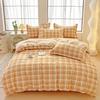 Plant Thickened Three Four Piece Bed Sheet Set Blue And White Large Grid