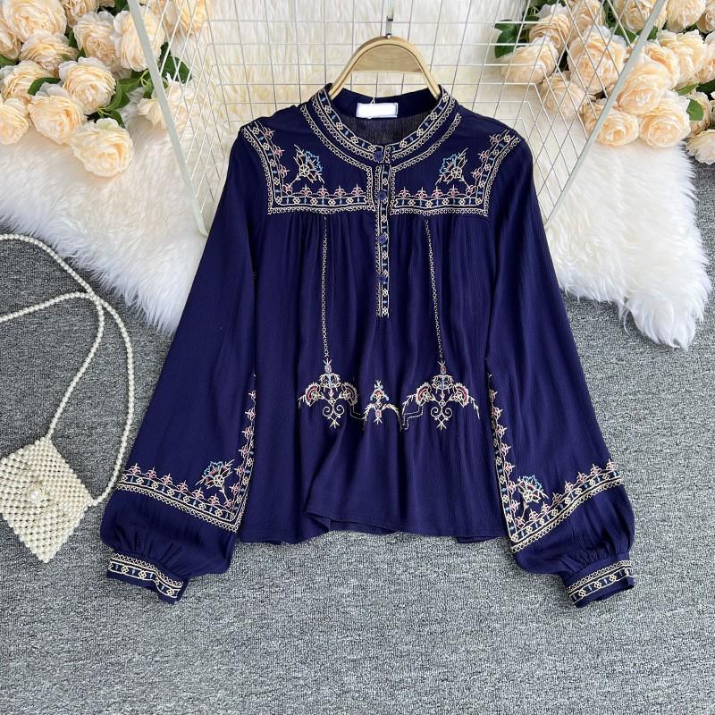 Ladies' Temperament Lapel Contrast Stripe Print Shirt