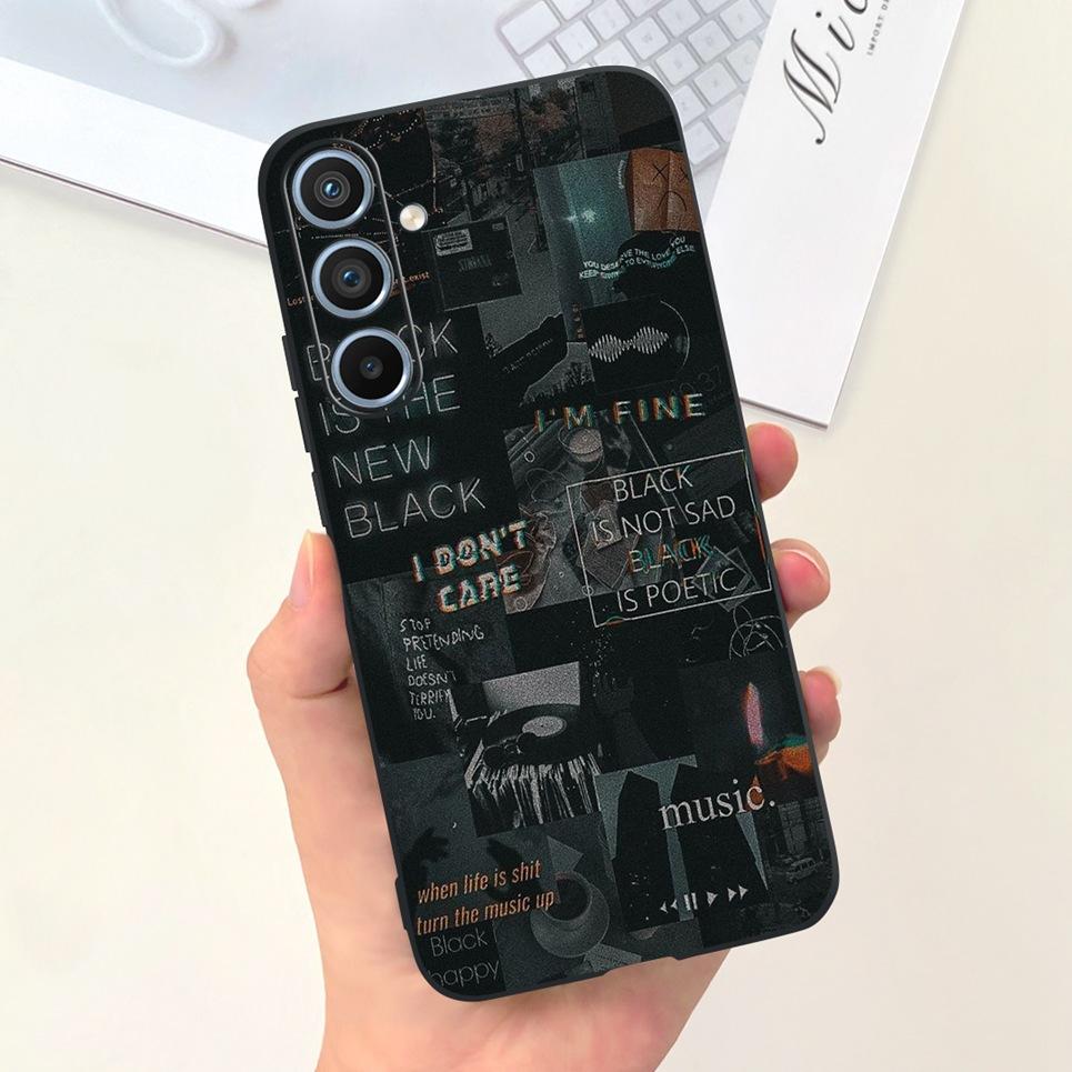 Soft Silicone Cases For Samsung Galaxy A54 5G A53 5G Case Samsung A23 4G 5G A12 A125F Bumper Shell Black Cat Stylish Coques Etui