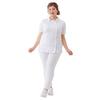 Nursery Women's Open-Collar Piping Jacket, Opaque, Stretch, Medical/Nursing Coat, Size Small, White/Pink, 769112A