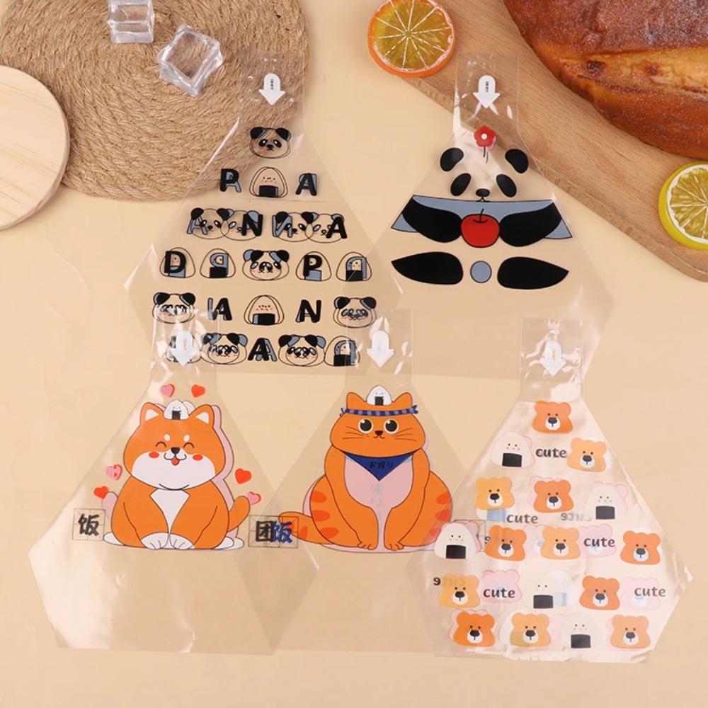 100Pcs Disposable Rice Ball Wrapper Cartoon Pattern Sushi Bag Triangle Rice Ball Packing Bag  Kids