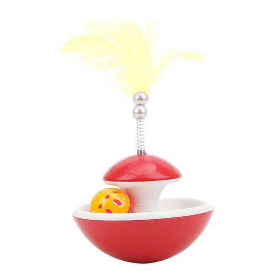 

Cats Kitten Tumbler Rolling Feather Bell Ball Toy Play Interactive Pet Supplies червоний