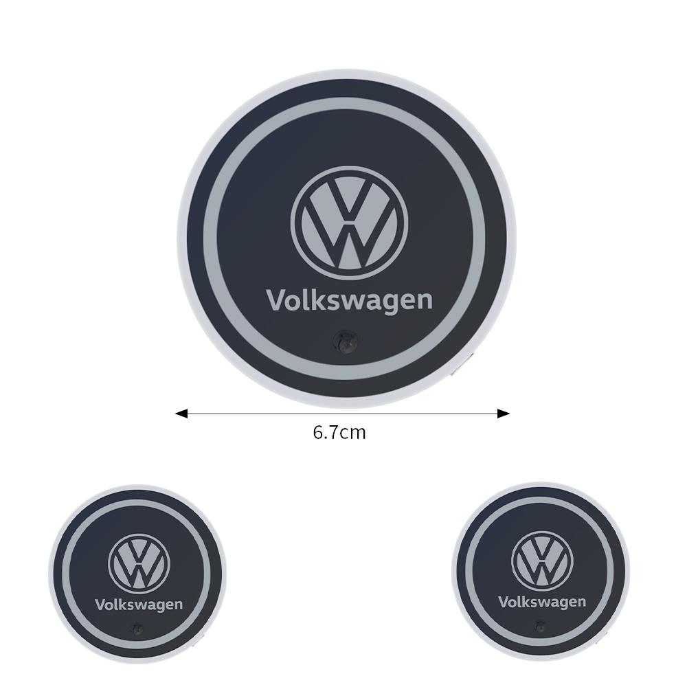 For VOLKSWAGEN VW 2pcs/set Car Luminous Coasters Water Cup Mat Holder Auto Styling For VW GTI Jetta Golf Beetle CC EOS R32 MK4 G