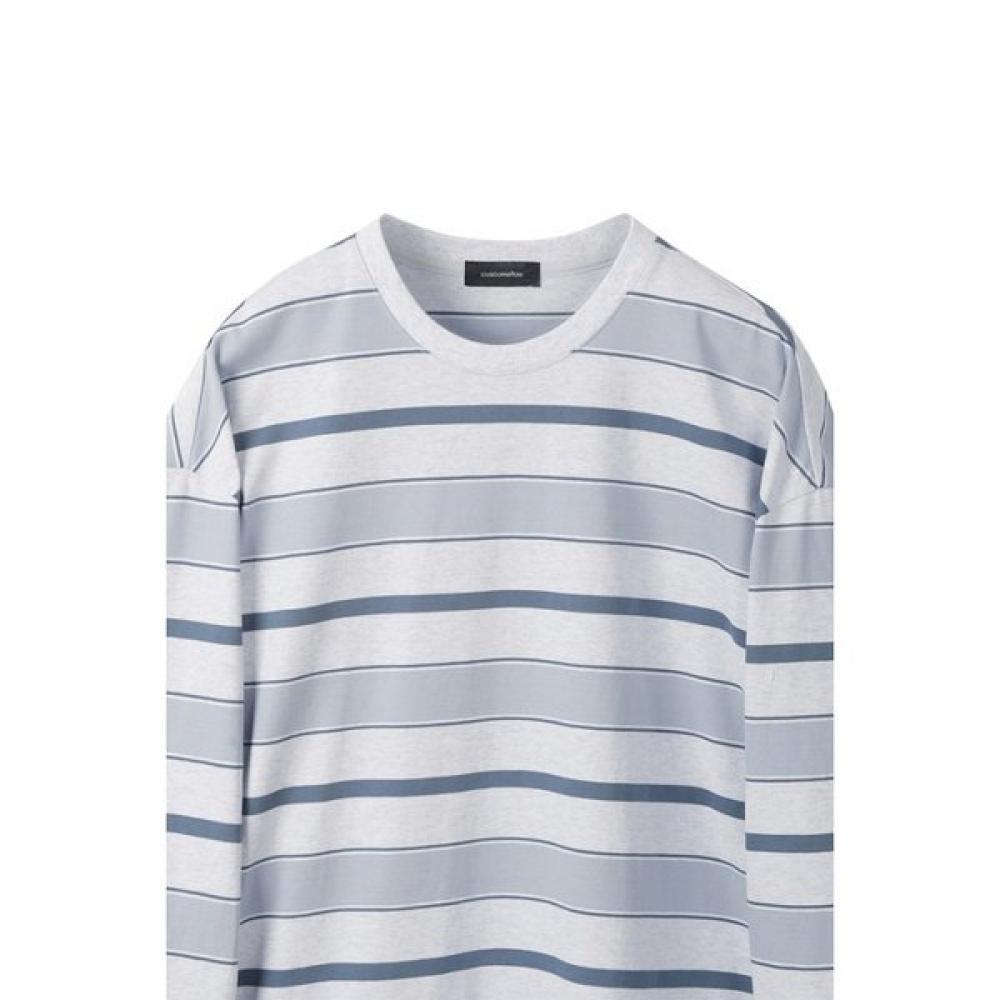 Customellow Grey STripe Long Sleeve T shirT cwTas25215gyx