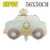 Cute Cartoon Frosted Aluminum Film Balloon Rainbow Police Car Plane Bear Birthday Balloon Party Layout Scene Decoration