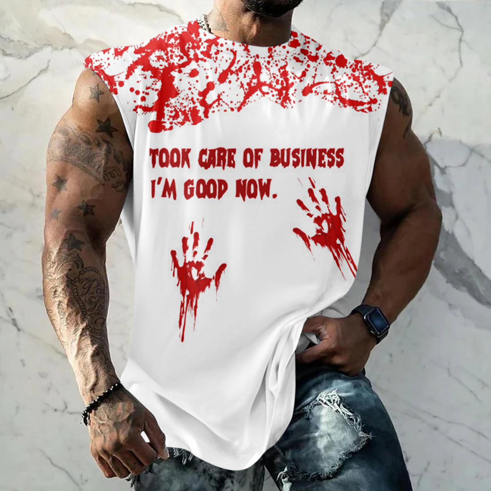 

Мужской повседневный спортивный жилет без рукавов с принтом текстуры ужасов на Хэллоуин L винный