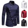 European Hollow-Out Asymmetrical Embroidered Men's Long Sleeve Western Shirt