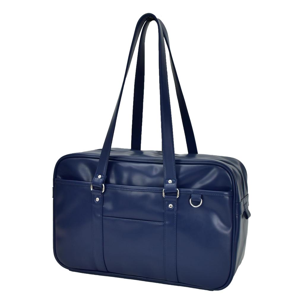 School Large Synthetic For For High School JK Boston Shoulder With Studs on the Navy [Aventura] Bag, Capacity, Leather, Girls, Girls, Students, Bag,