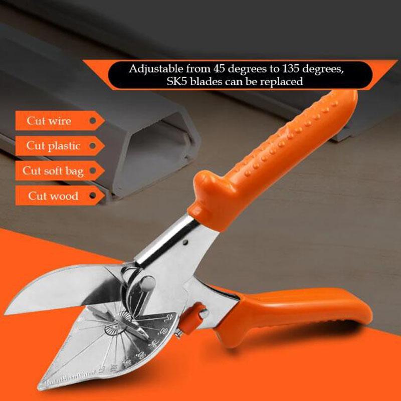 Multi-Angle Miter Shear Cutter Cut Soft Wood Plastic Rubber PVC Wires with 45-135 Degree Adjustable Angle Scissors DIY Hand Tool