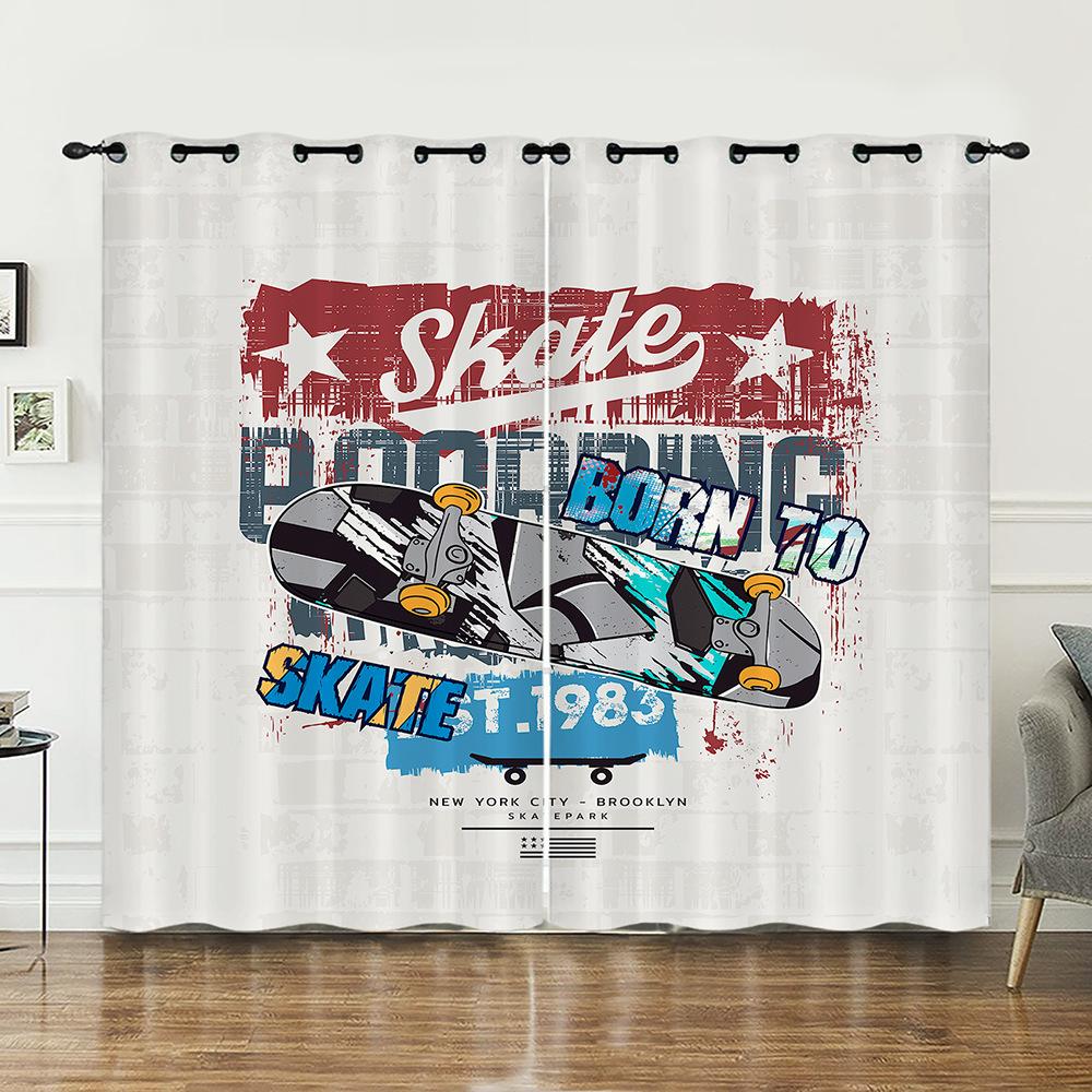 Curtains Bedroom Curtains Digital Printing Sports Blackout Curtain Cloth No Punching