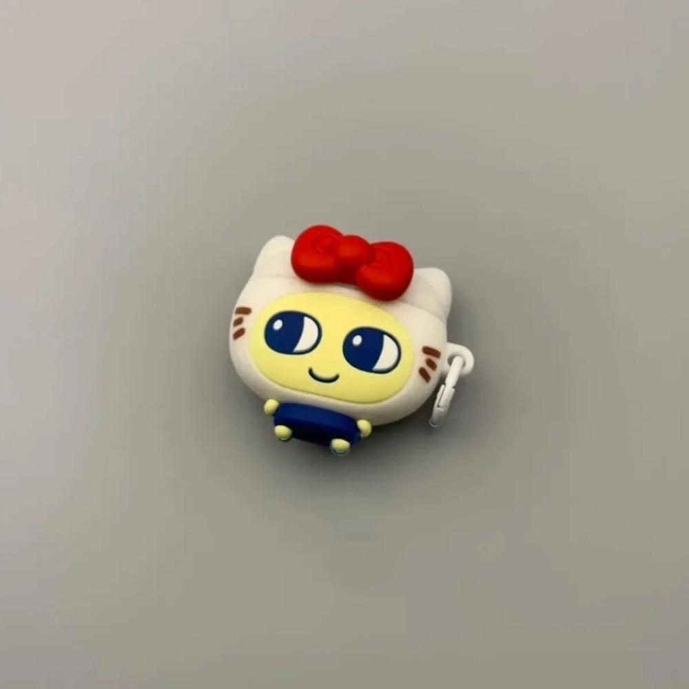 Red Bow Big Eyes Cat Silicone Headphone Protective Cover for AirPods 1 2 3 4 Pro Pro2