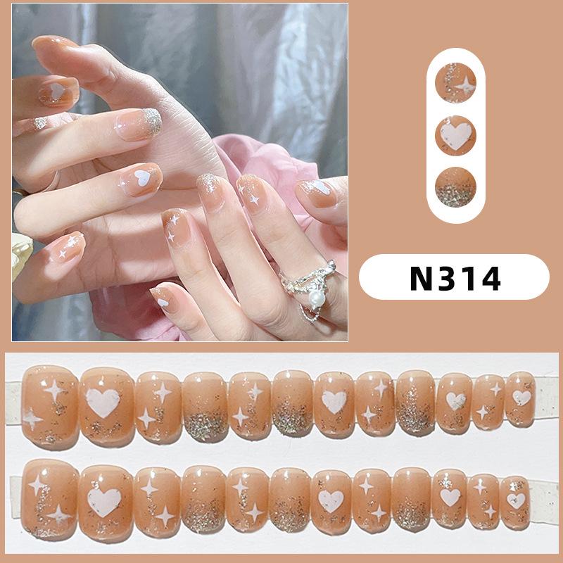 

INS Style Silver Glitter Heart & Star Press-on Nails – Versatile Girly Manicure