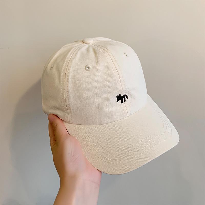 

Baseball cap female cute little fox embroidered cap autumn new wide brim show face small sun hat Average size (55-59cm) бежевый