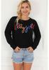 2025 Fall Women's Long Sleeve Letter Print Casual Pullover Sweater