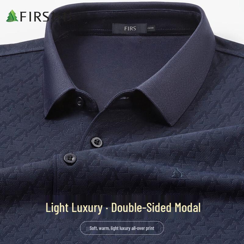 Shanshan Men s Double-Sided Modal Thermal Long-Sleeve Polo T-shirt XXL