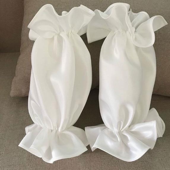 Detachable Satin Puff Arm Cuffs, Ruffled Elastic Bubble Sleeve Covers, Off Shoulder Fake Sleeves for Wedding Dress Bridal Gown Cosplay Costume