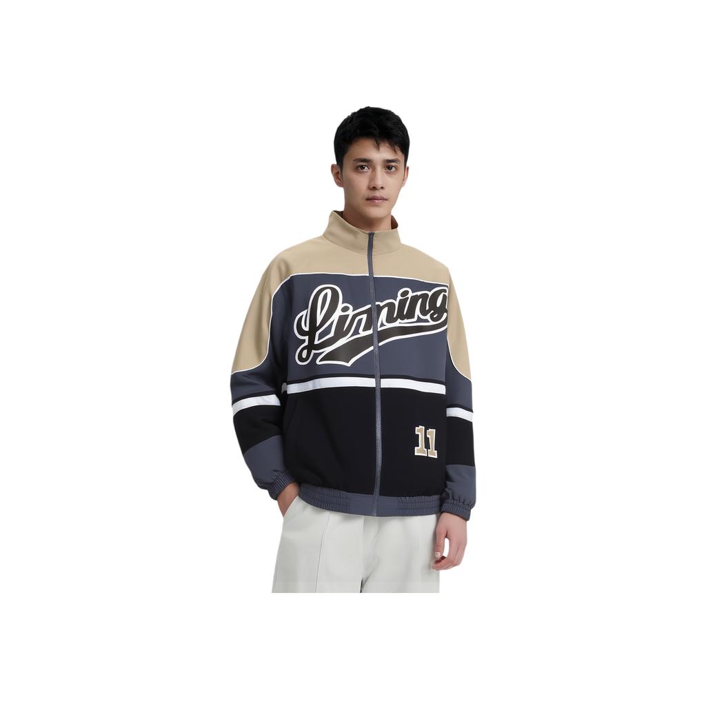 Li-Ning Sport Lifestyle Series Color Block Stand Collar Jacket Unisex Jacket Thunder-Grey AJDSA99-7