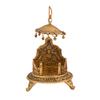 Kovový Singhasan Oválného Tvaru pro Ganešu Krišnu Božské Idoly - Pozlacená Ladoo Gopal Pooja Chowki pro Chrám Mandir Puja Dekorační Předměty k Idolu