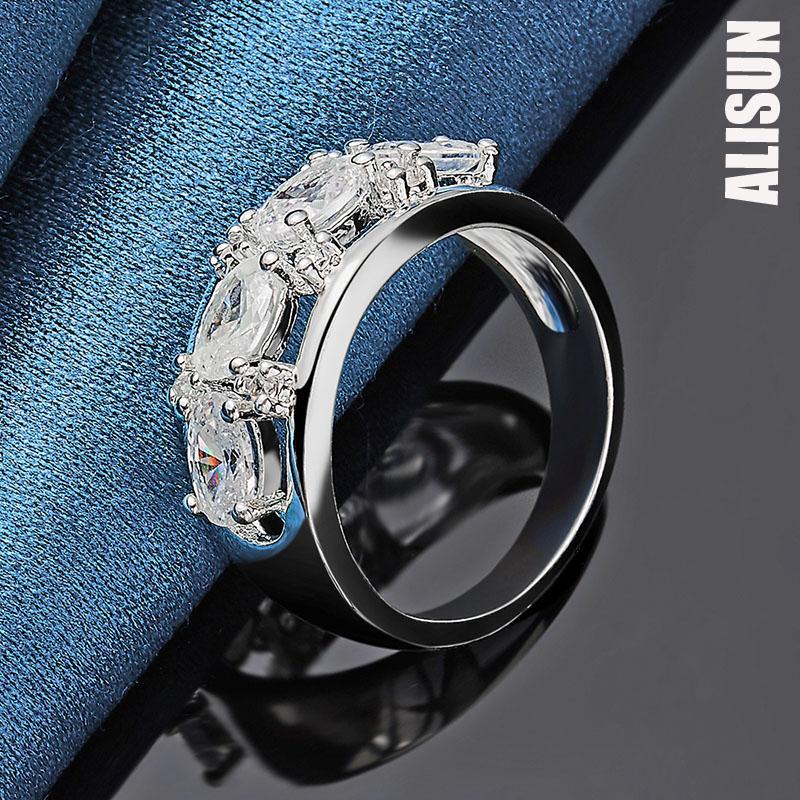 925 Sterling Silber Rund AAA Zirkon Ring Hochzeitsschmuck