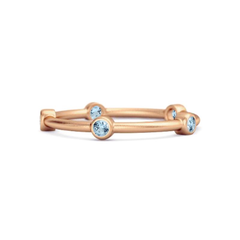 Blue Topaz Round Stackable Ring -925 Sterling Silver Rose Gold Vermeil