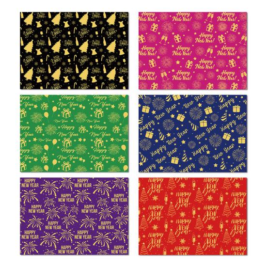 5Pcs Christmas Wrapping Paper Gold Foil Gift Wrap with Holiday Tree Designs Flower Bouquet Packing Paper for DIY Present Packaging