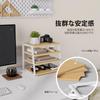 Fenge Desktop Storage Shelf, Desk Organizer, 4-Tier, Large Capacity Office Storage Rack, 37.2cm Wide X 26.7cm Deep X 30.7cm High, Oak & White,