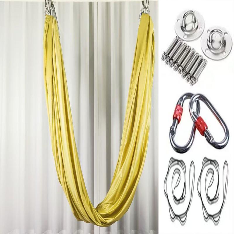 Aerial Yoga Hammock Set With Stretchy Fabric Home Gym Studio Practice Indoor Fitness Suspension Trainer