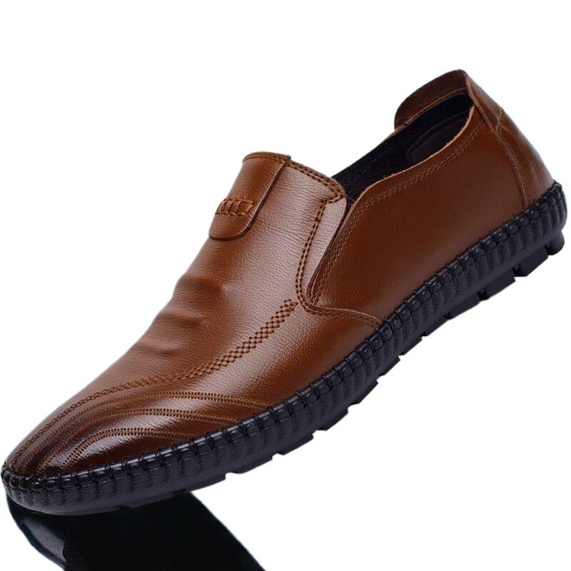 Autumn Casual Men'S Shoes Versatile Soft Leather Footwear Fashion Comfortable Loafers Male Breathable New Flat