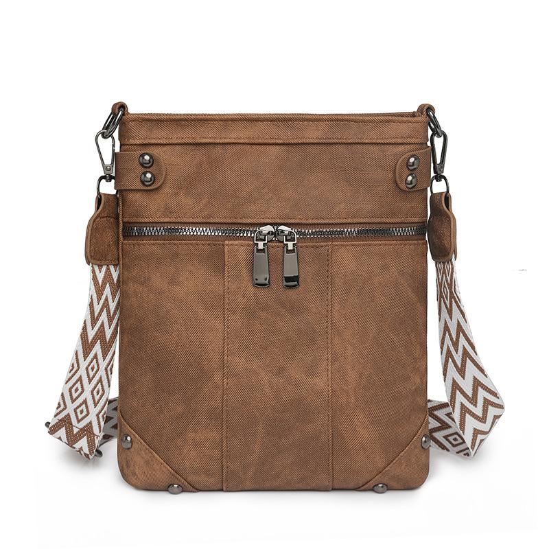 New European and American fashion women's bags, new willow nails messenger women's bags, front pockets copper zipper single shoulder messenger bags
