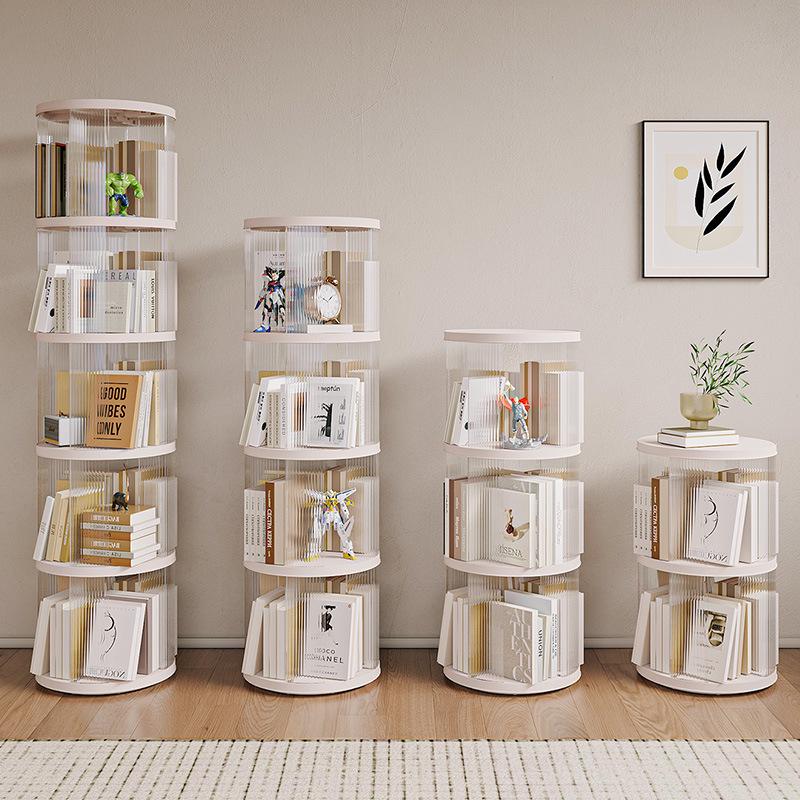 360° Rotating Transparent Bookshelf with Wheels - Children's Picture Book Storage