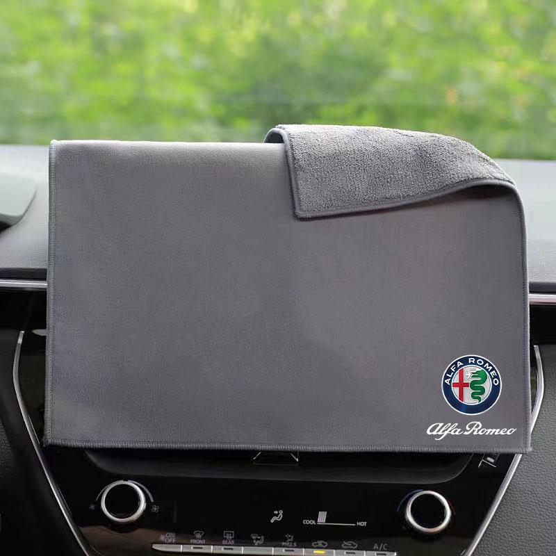 Car Towel Double-sided Coral Fleece Auto Cleaning Cloth For Alfa Romeo STELVIO Giulia 159 Giulietta 147 Mito 156 MTO Accessories