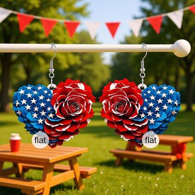 Amerikanische Flagge Texturierte Acryl-Ohrringe - Unabhängigkeitstag Retro Charme Geschenk für Frauen