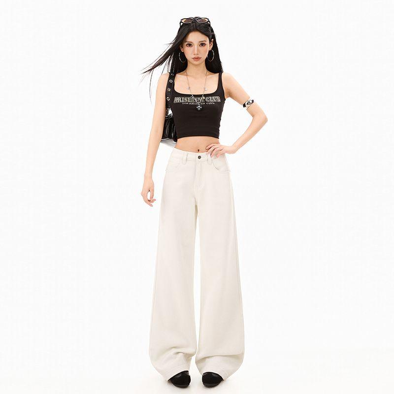 Spring Summer Trendy Wide Leg Denim Pants For Women Casual Pants Oversize Denim Trousers