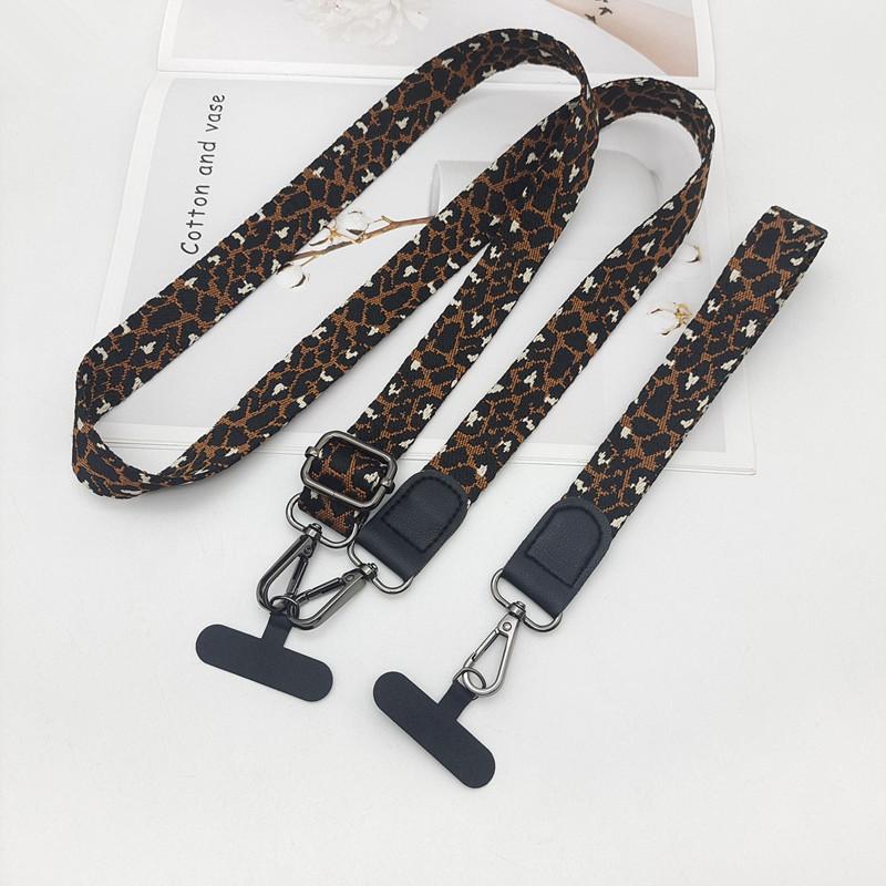 Women's Leopard Print Neck Mobile Phone Shoulder Strap Long Hook Key Lanyard Bag Accessories Mobile Phone Case Universal Lanyard