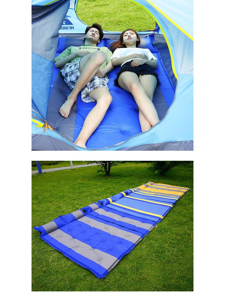 Automatic Inflatable Outdoor Sleeping Pad - Thick, Wide, Moisture-Proof Mat for 3-4 People Camping