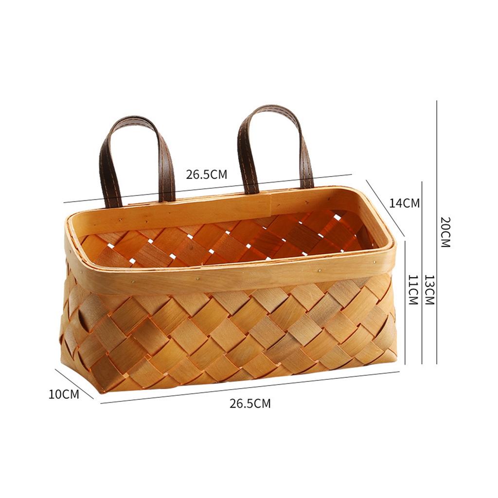 Multipurpose Imitation Rattan Wall Mount Basket with Hanging Handle Decor Hand Woven for Toys Snacks Vegetable Ginger Garlic