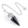 1pc Healing Crystal Pendulum Pendants Lucky Natural Stone Pendulum Pendant With Silvery Ball Chain Hypnosis For Jewelry Gifts