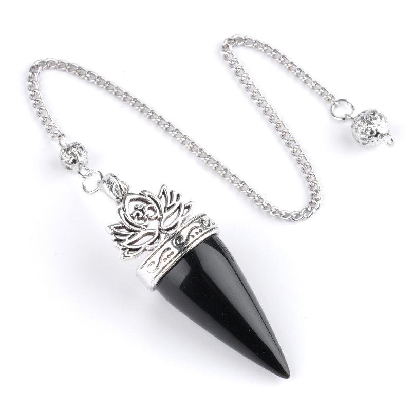 1pc Healing Crystal Pendulum Pendants Lucky Natural Stone Pendulum Pendant With Silvery Ball Chain Hypnosis For Jewelry Gifts