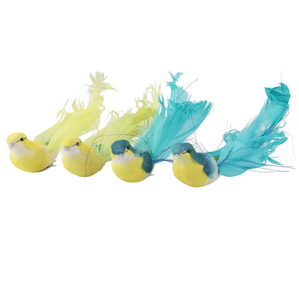 12Pcs Artificial Bird Decor Simulation Bird with Clip Decoration Ornament for Home Garden