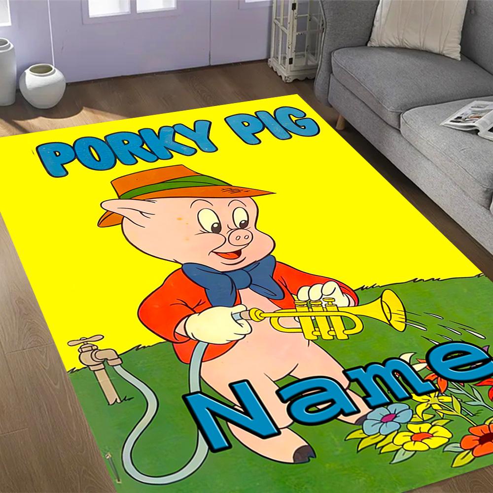 Looney Bold Bugs Bunny Artwork Customizable Name Floor Rug Office Rug Design for Bedrooms Living Rooms Playrooms Game Room Anti-slip Rug Anime Office