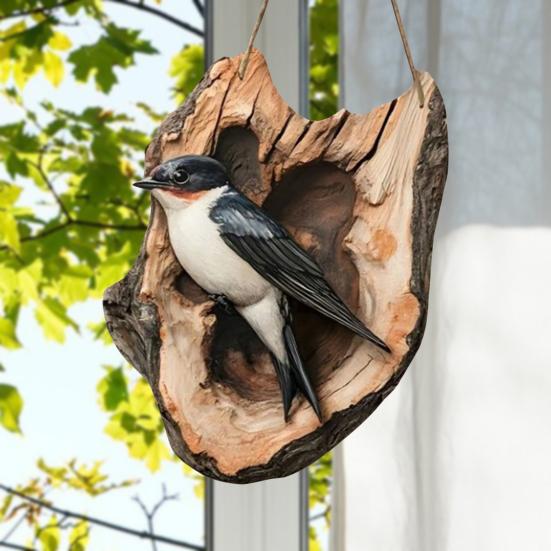 Bird Hanging Sign Vintage 2D Bird Wooden Signage Rustic Wall Decoration Sign for Farmhouse Home Front Door Wall Window