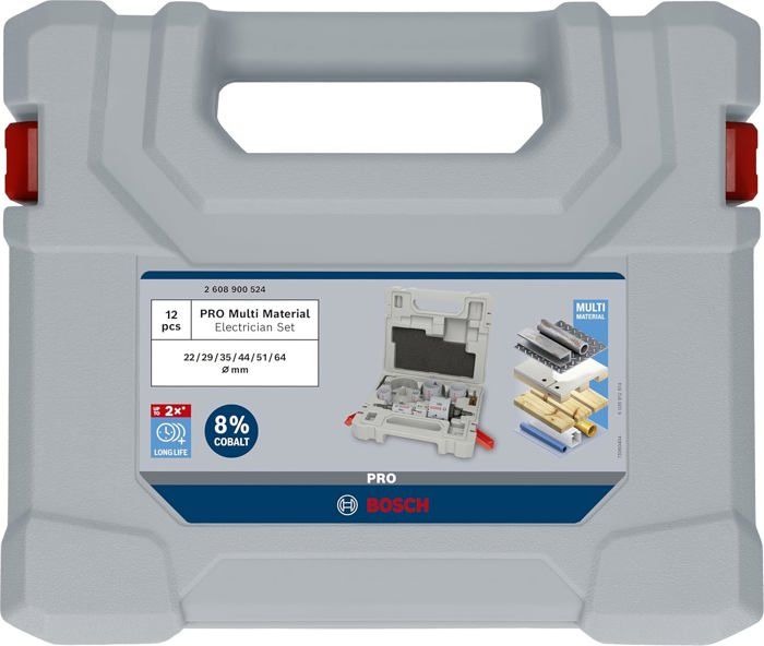 Coffret de scies trépans - Bosch - PRO Multi - 12 pièces - Ø 22 à 64 mm - Profondeur de coupe 44 mm