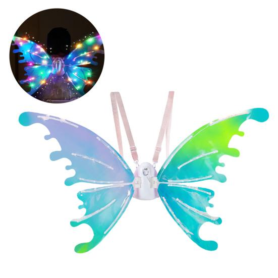 Elektrische Feen-Schmetterlingsflügel mit LED-Lichtern Leuchtende Regenbogenflügel für Mädchen Frauen Rollenspielkostüm für Party Weihnachten