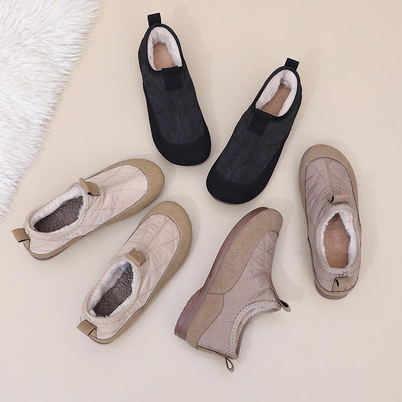 Winter Warm Women Soft Soled Cotton Shoes Anti Slip Casual Flat Bottom Casual Lazy Cotton Shoes One Step Stepping