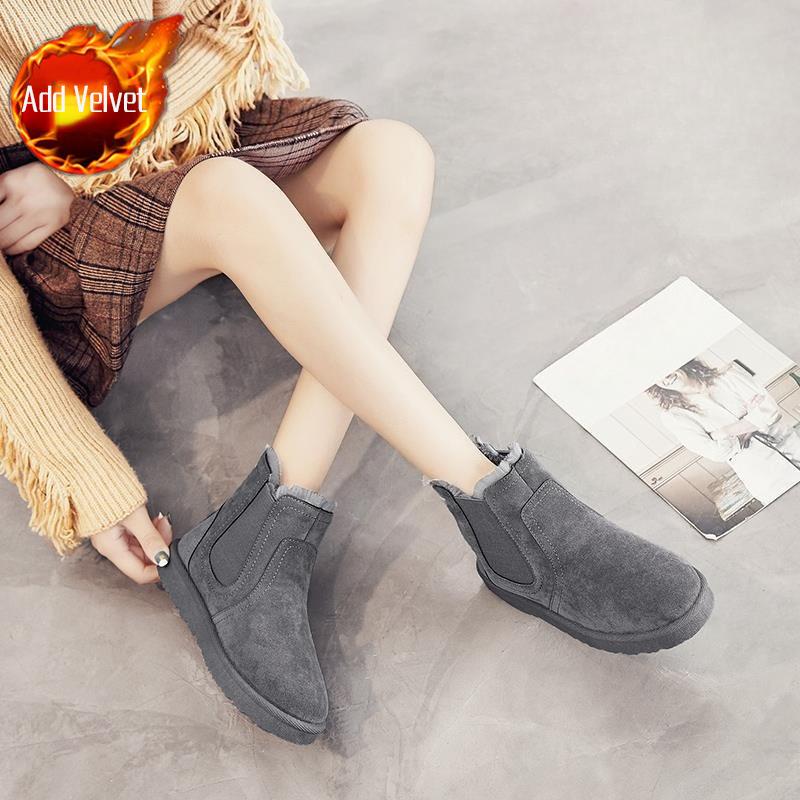 

Модные зимние ботильоны большого размера с круглым носком и теплой флисовой подкладкой, женские трендовые сноубутсы 2025 года, распродажа, новый рок, плюш в ассортименте, женская обувь 36